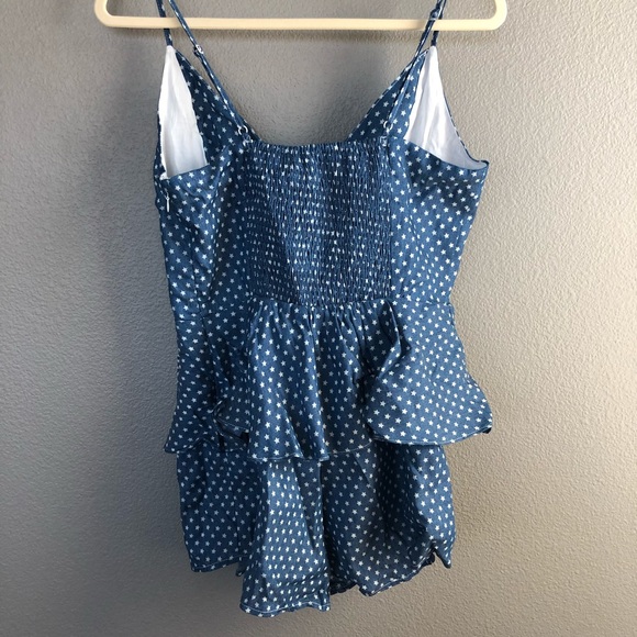 Lucca Couture Denim Chambray Star Romper Peplum M - Picture 6 of 11